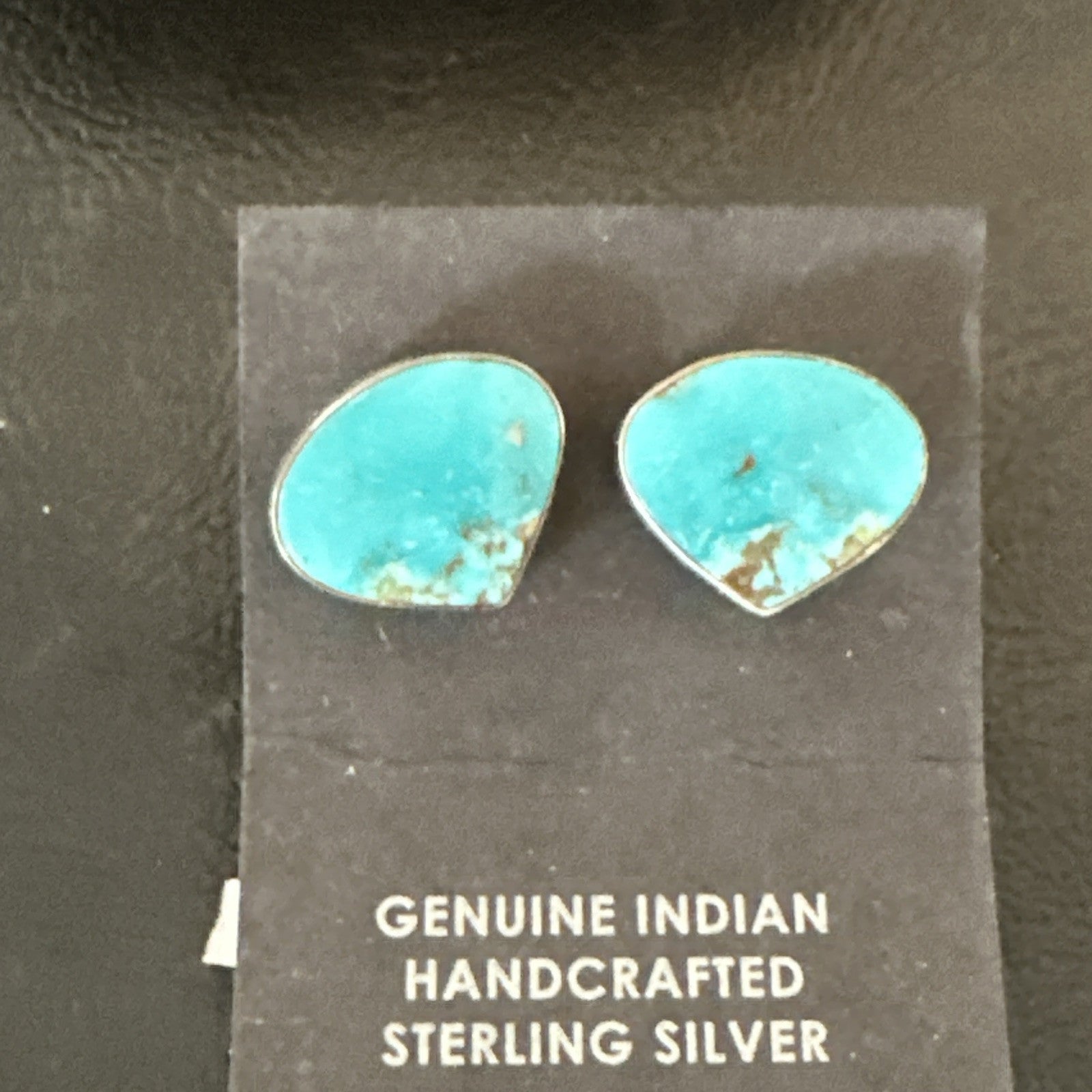 Blue Kingman Turquoise Navajo Sterling Silver Post Stud Earrings 18942