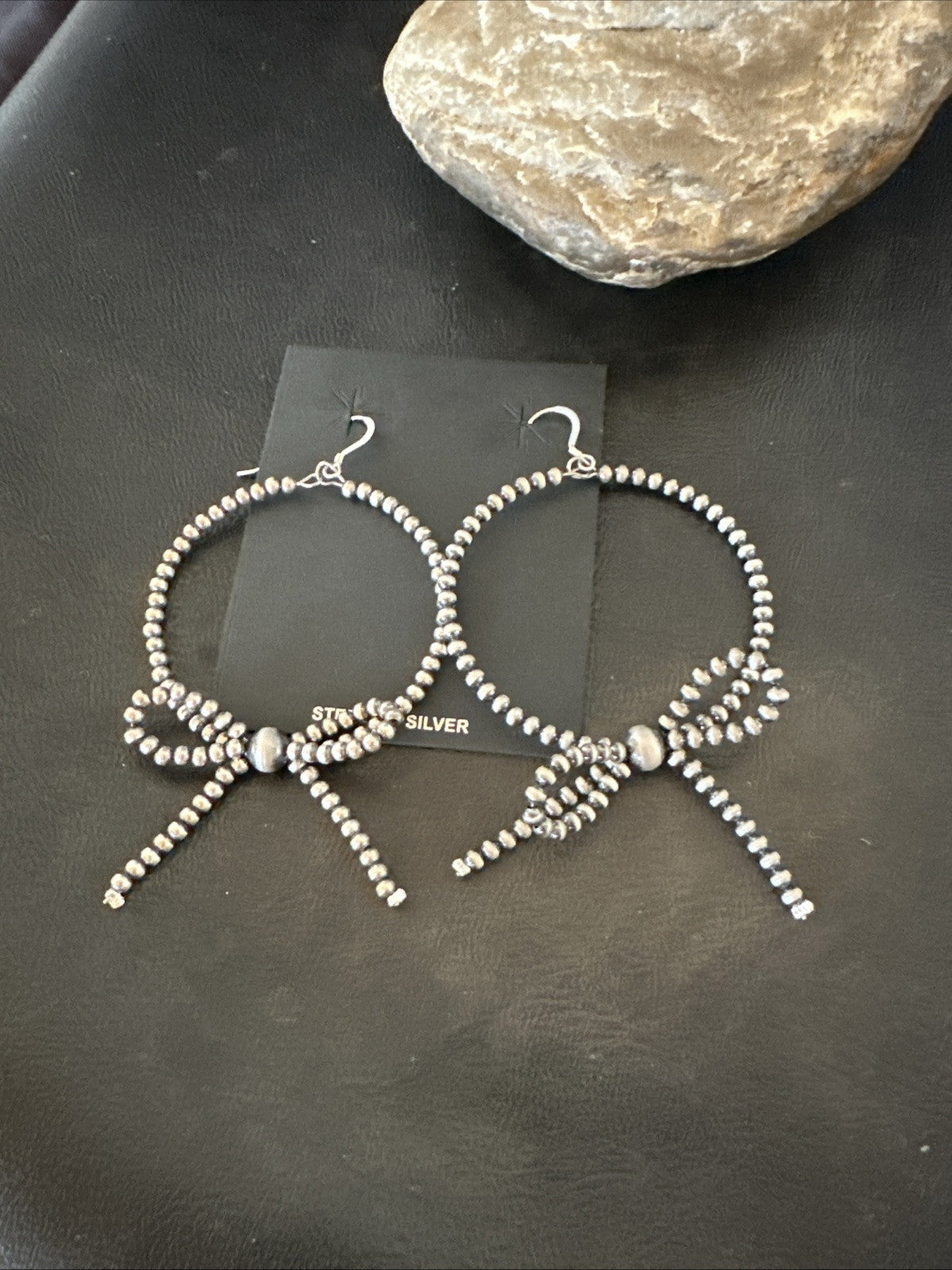3mm BOW Sterling Silver Beads Stainless Steel Bead Earrings 3” 18927