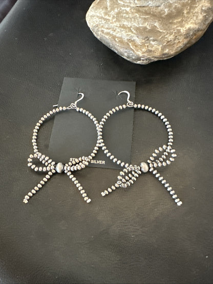 3mm BOW Sterling Silver Beads Stainless Steel Bead Earrings 3” 18927