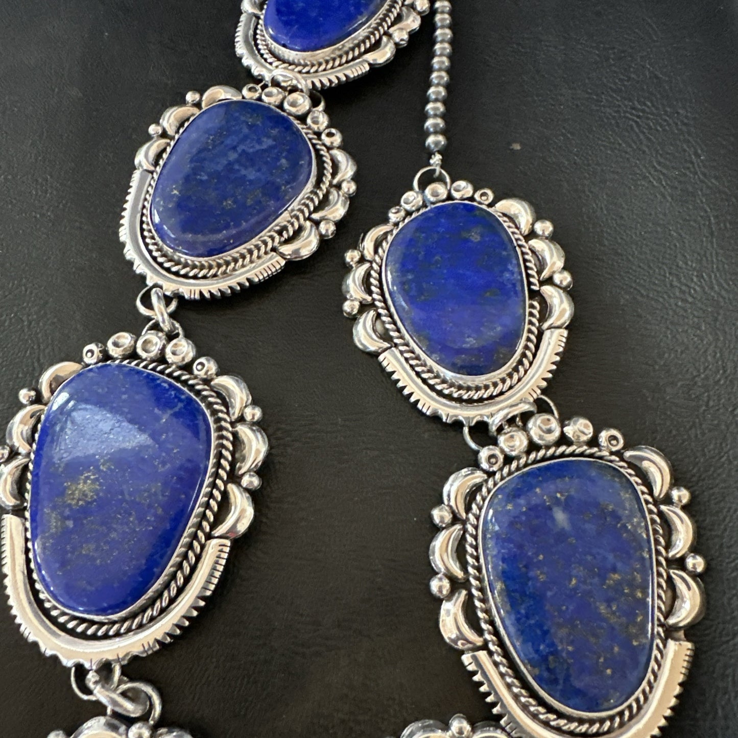 XXL Mens Womens Lapis Lazuli  Sterling Silver Beads Lariat Necklace 31" 18987