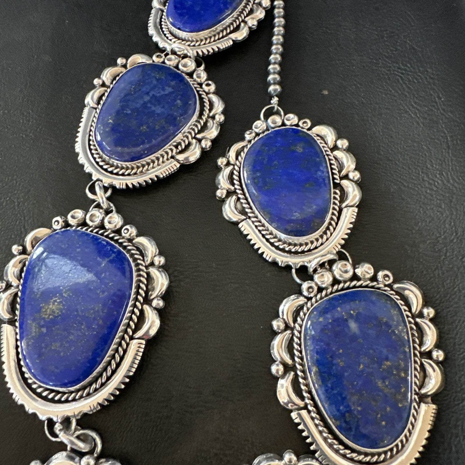 XXL Mens Womens Lapis Lazuli  Sterling Silver Beads Lariat Necklace 31" 18987