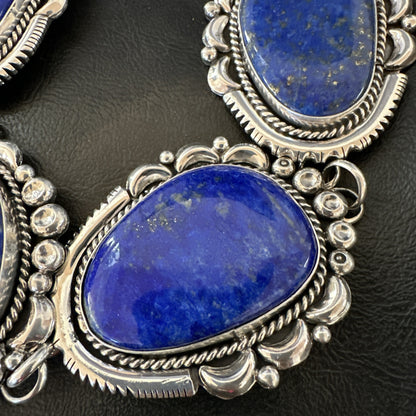 XXL Mens Womens Lapis Lazuli  Sterling Silver Beads Lariat Necklace 31" 18987