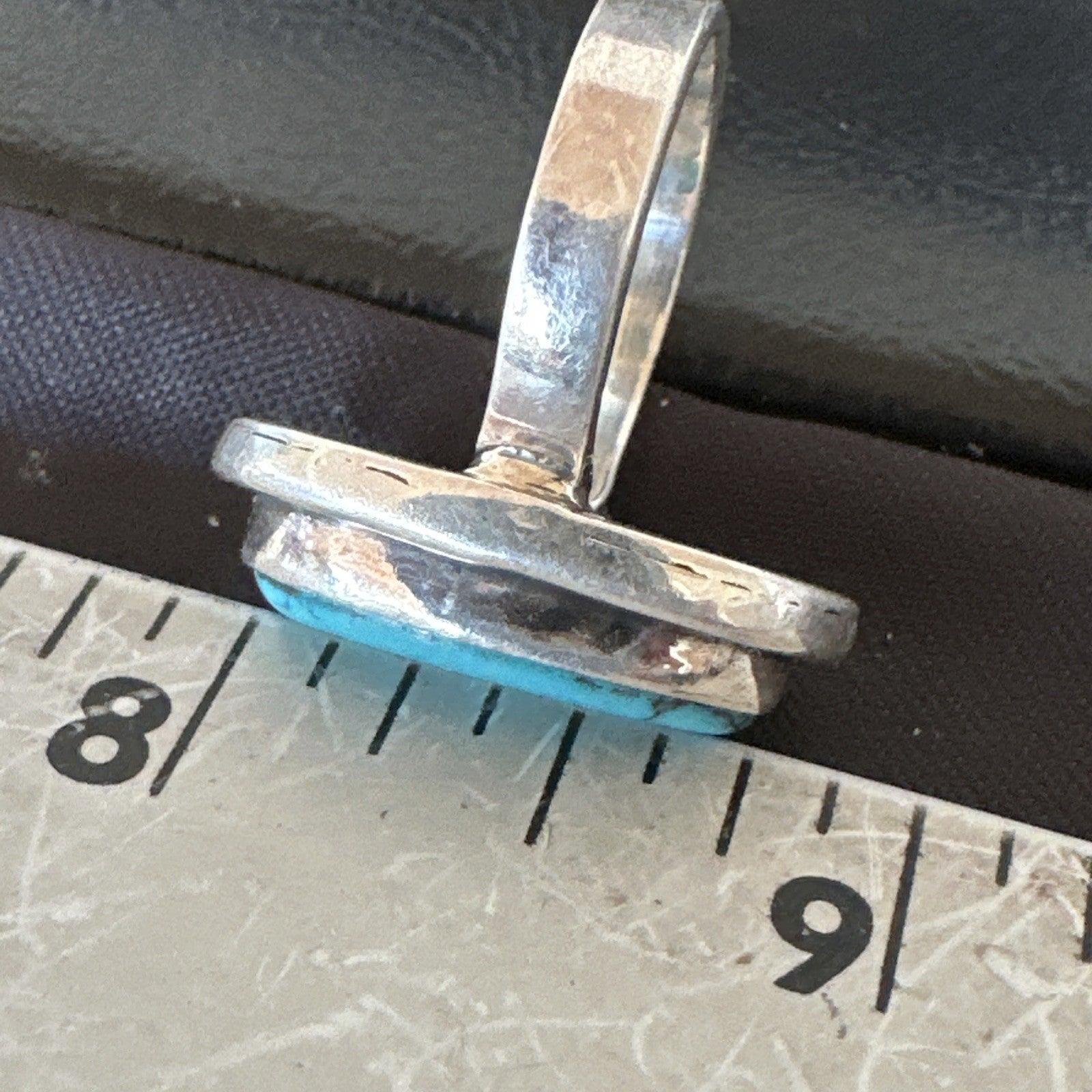 Navajo Sterling Silver Blue Kingman Turquoise Ring Size 7.5 19003