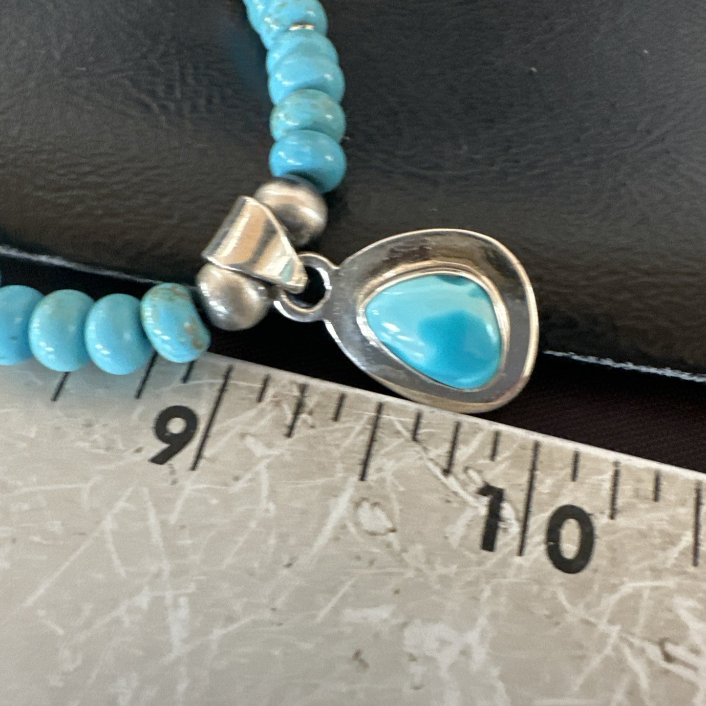 WoMens Blue Kingman Turquoise Pendant Navajo Sterling Silver Necklace 21" 18936