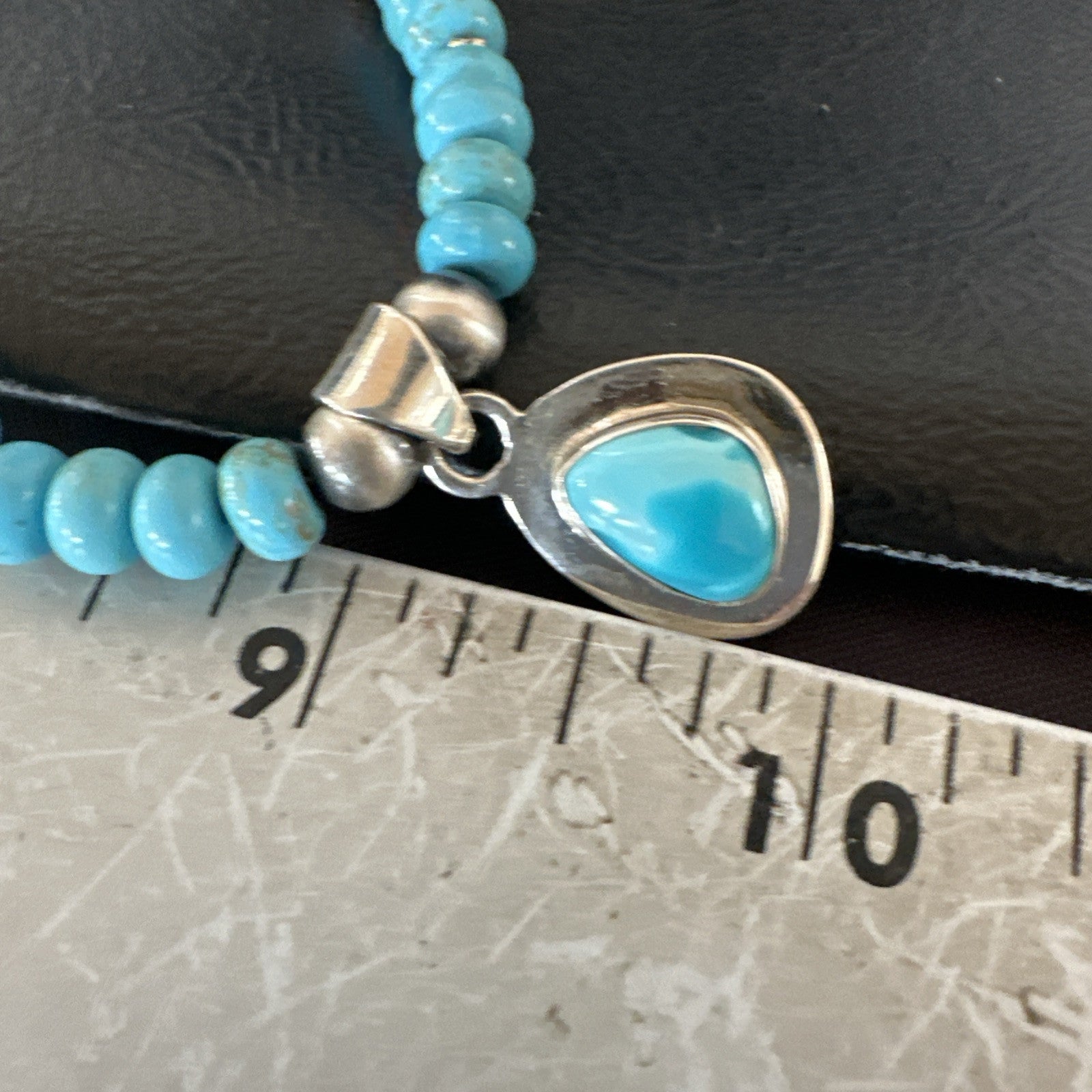 WoMens Blue Kingman Turquoise Pendant Navajo Sterling Silver Necklace 21" 18936