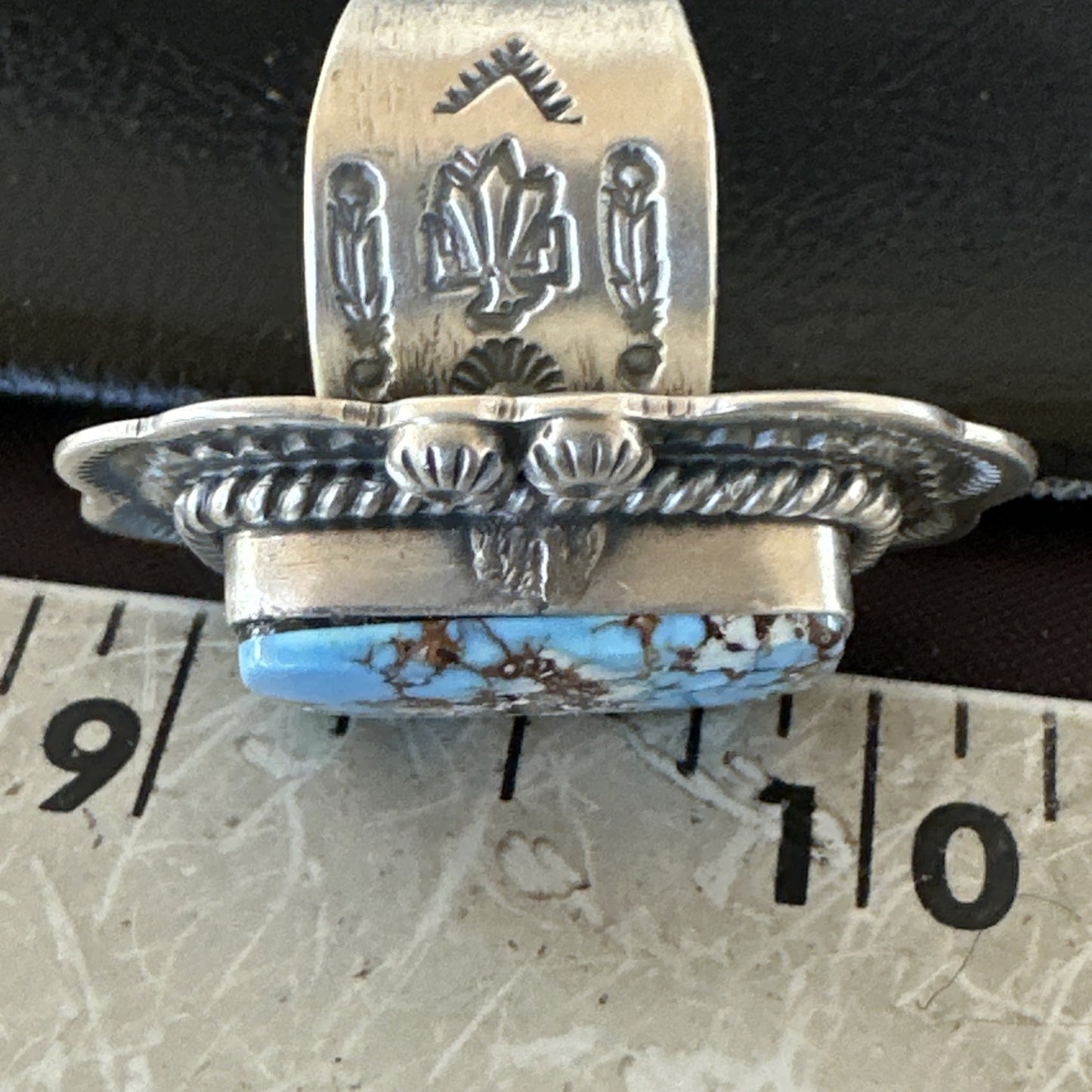 Men Women Golden Hills Turquoise Navajo Sterling Silver Ring Sz 8 18957