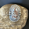 Men Women Golden Hills Turquoise Navajo Ring Sz 8 | Sterling Silver | Authentic Native American Handmade | 18959