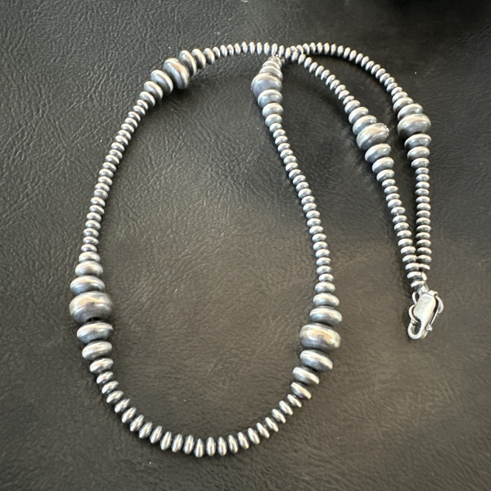 Sterling Silver Beads Rondelle Flat Saucer Sterling Silver 18” Necklace 18934