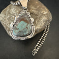 Yazzie Navajo Blue Rustic Turquoise Necklace Pendant | Sterling Silver | Authentic Native American Handmade | 18969