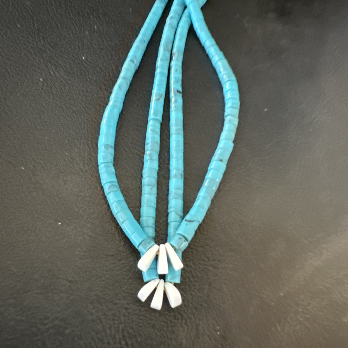 Long Blue Turquoise White Santo Domingo Sterling Silver Dangle Earrings 5" 18899