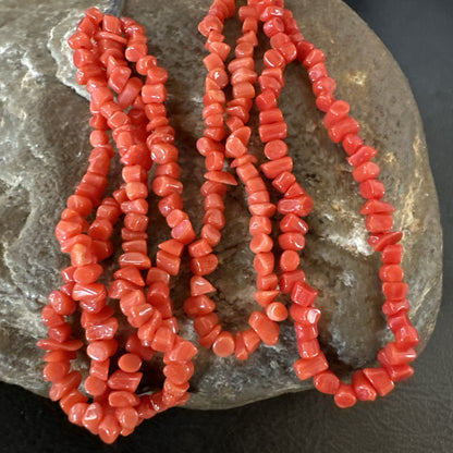 Real Red Orange Coral Nuggets Southwestern Sterling Silver Earrings 3” 18947