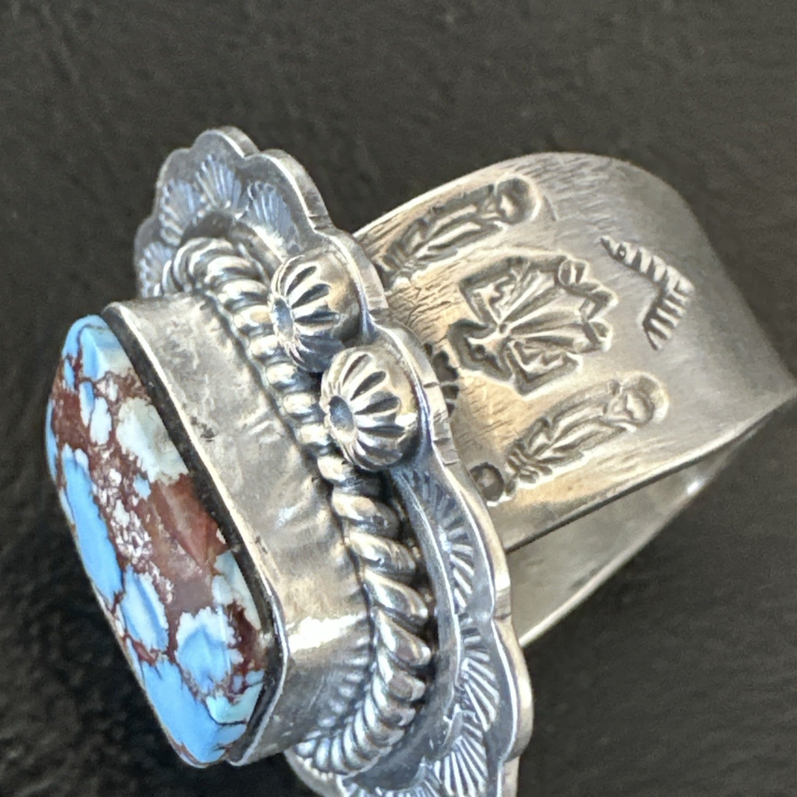 Men Women Golden Hills Turquoise Navajo Sterling Silver Ring Sz 8 18958
