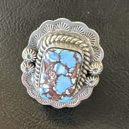 Men Women Golden Hills Turquoise Navajo Sterling Silver Ring Sz 8 18958