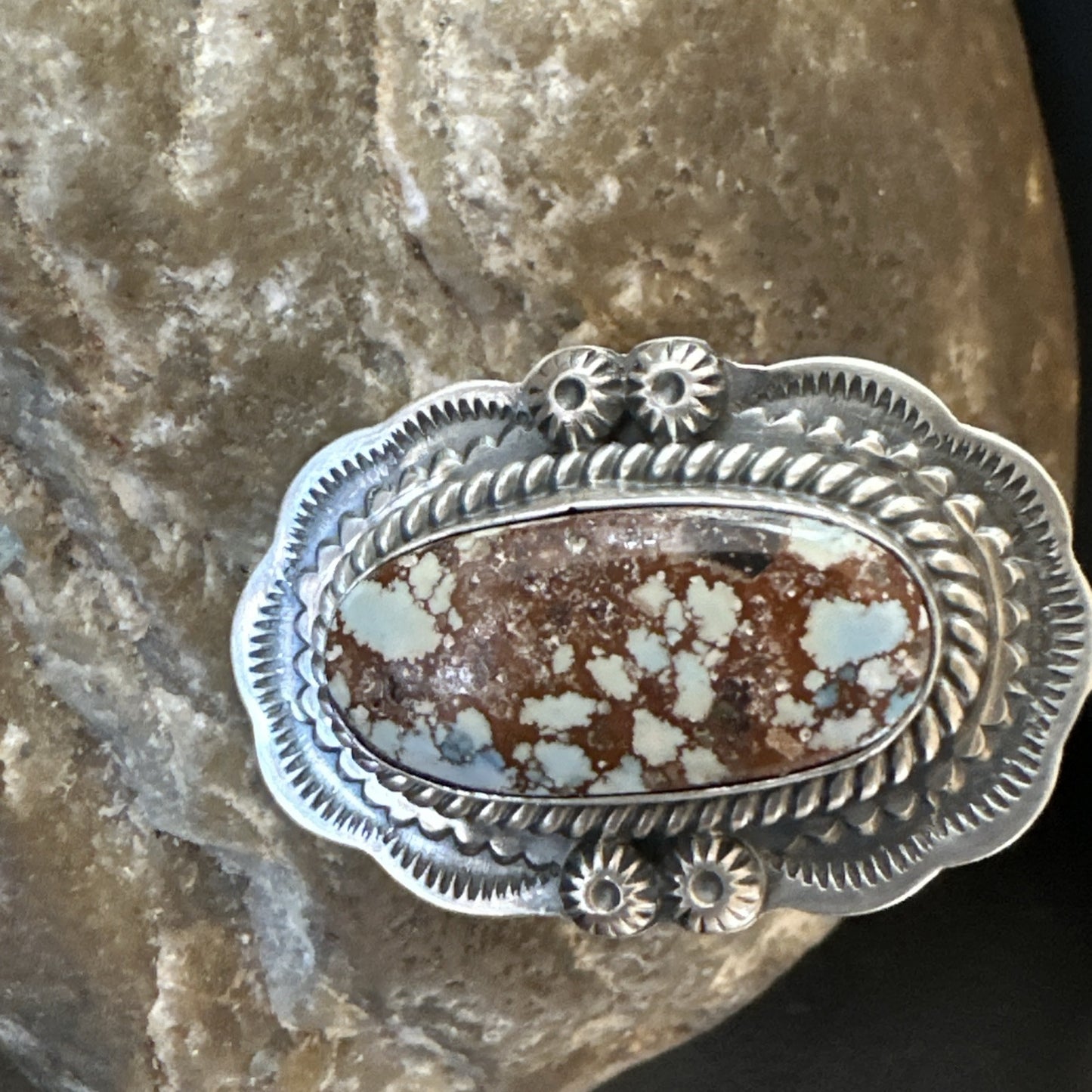 Men Women Golden Hills Turquoise Navajo Sterling Silver Ring Sz 8 18959