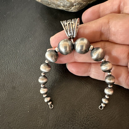 Naja Sterling Silver Navajo Beads Pendant 2.5" 18923