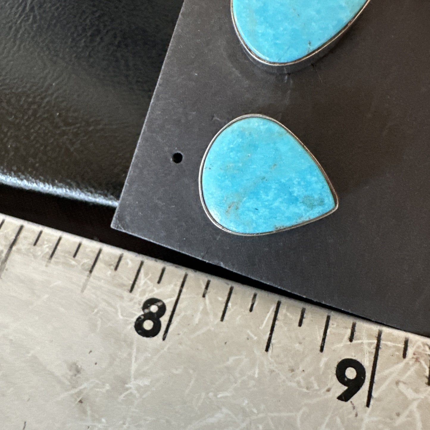 Blue Kingman Turquoise Navajo Sterling Silver Post Stud Earrings 18952