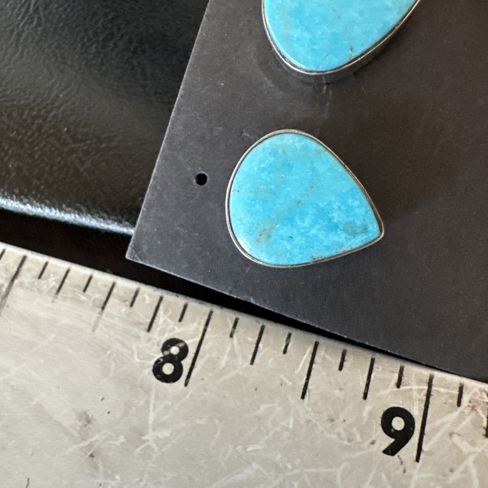 Blue Kingman Turquoise Navajo Sterling Silver Post Stud Earrings 18952