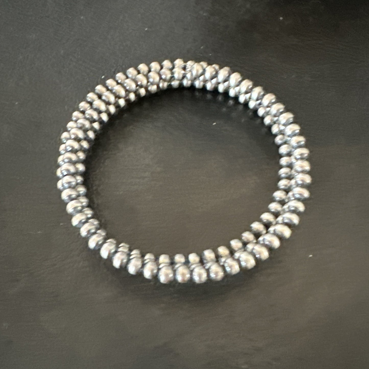 Sterling Silver Navajo Pearls 4mm Beads Stainless Steel Wire Wrap Bracelet 90413