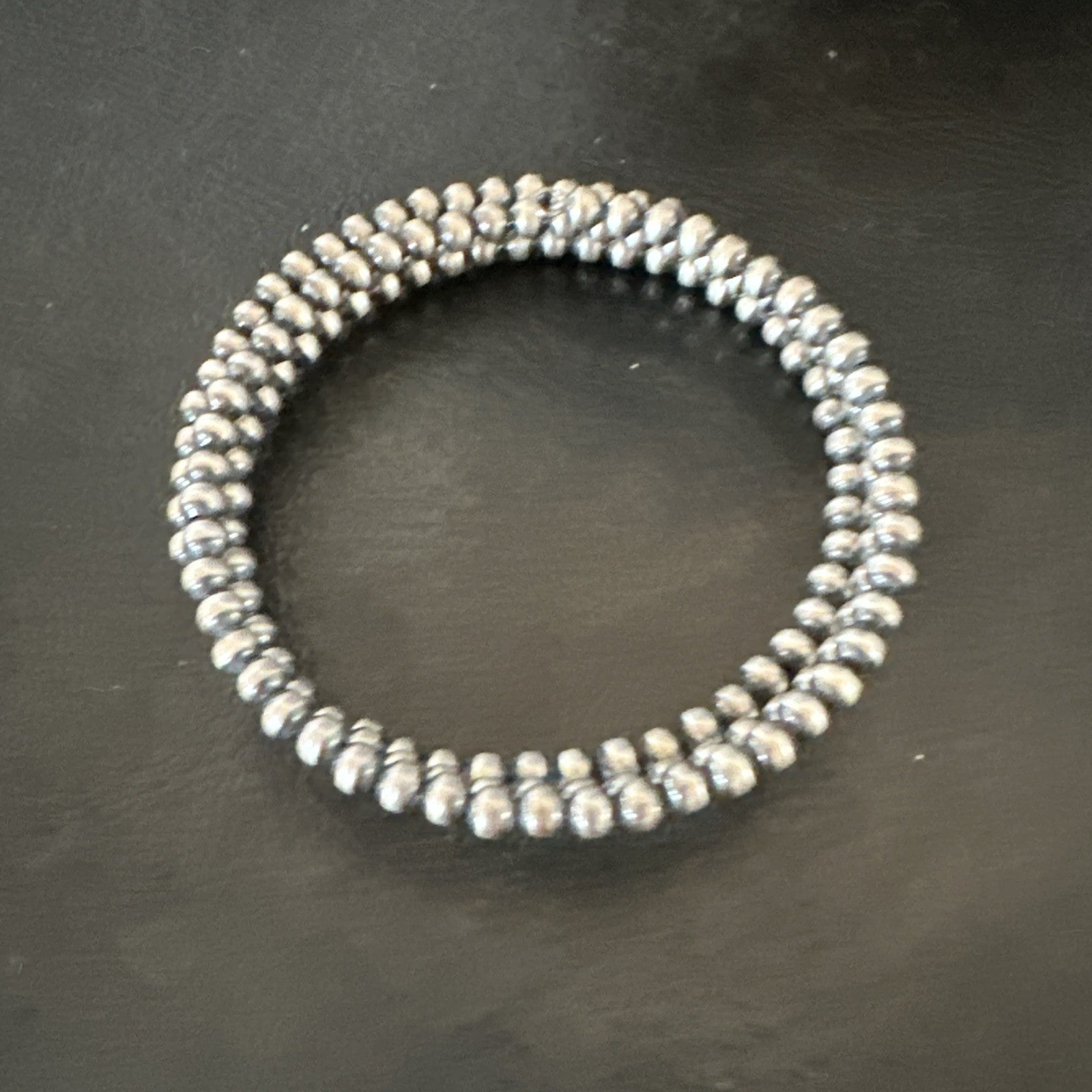 Sterling Silver Navajo Pearls 4mm Beads Stainless Steel Wire Wrap Bracelet 90413
