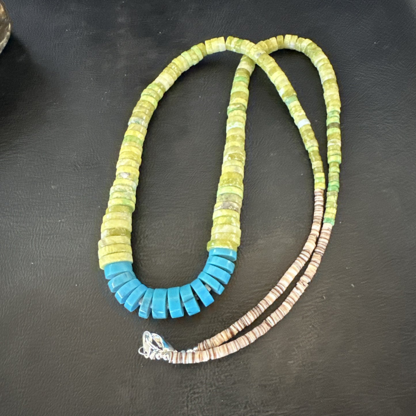 Santo Domingo Blue Turquoise Green Bead Necklace 26" 18907