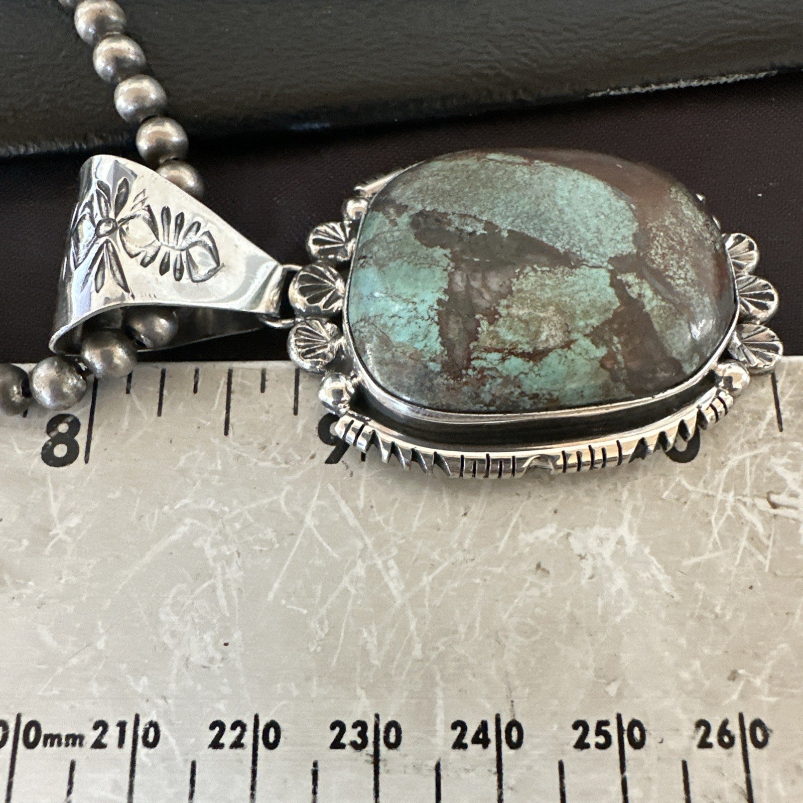 Yazzie Navajo Sterling Silver Blue Rustic Turquoise Necklace Pendant 18995