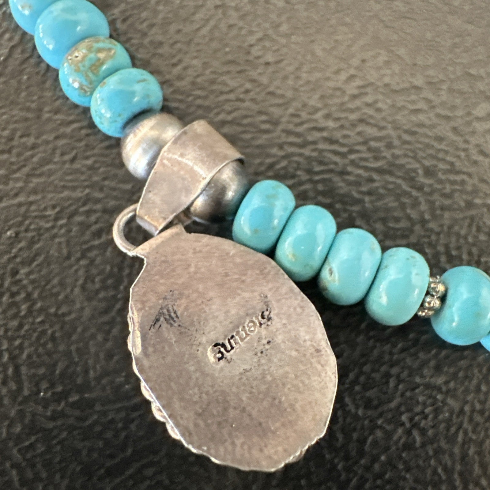 WoMens Blue Kingman Turquoise Pendant Navajo Sterling Silver Necklace 21" 18937