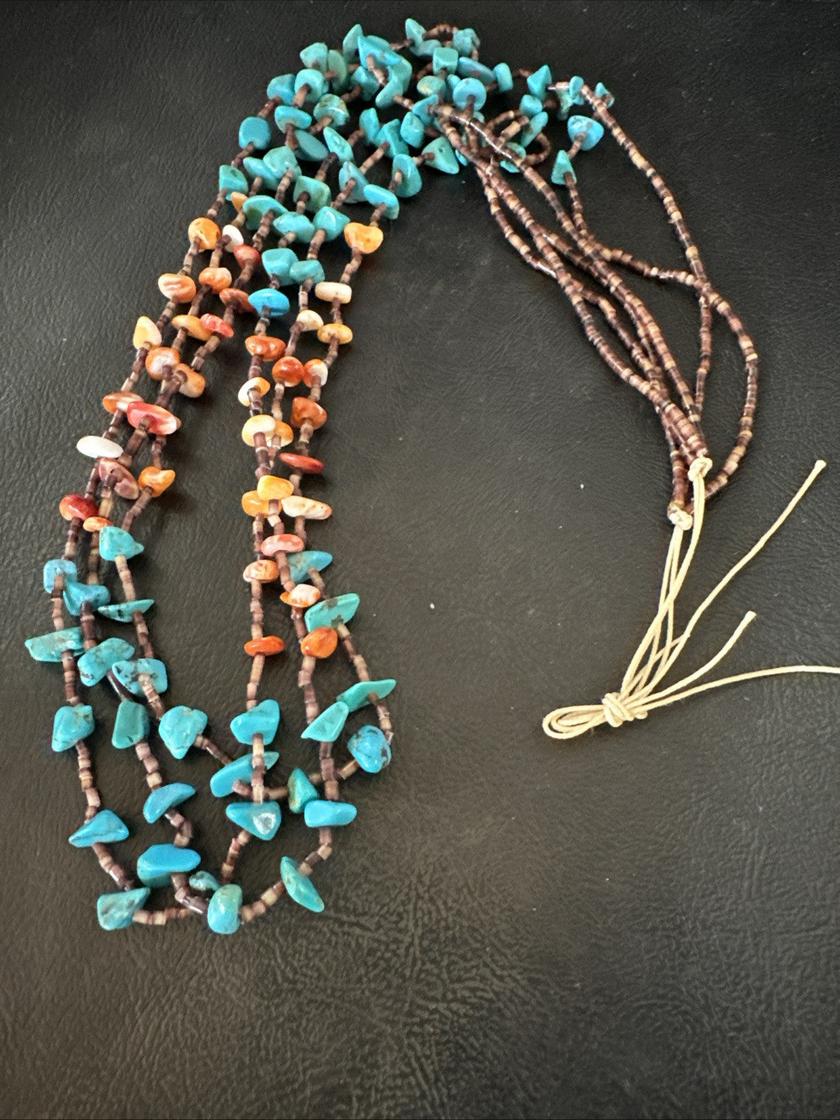 Blue Kingman Turquoise Spiny Shell 3 Strand Santo Domingo Necklace 28" 18893