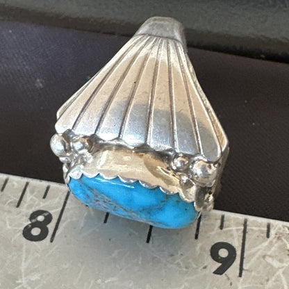 Navajo Sterling Silver Blue Kingman Turquoise Ring Size 10.75 19006