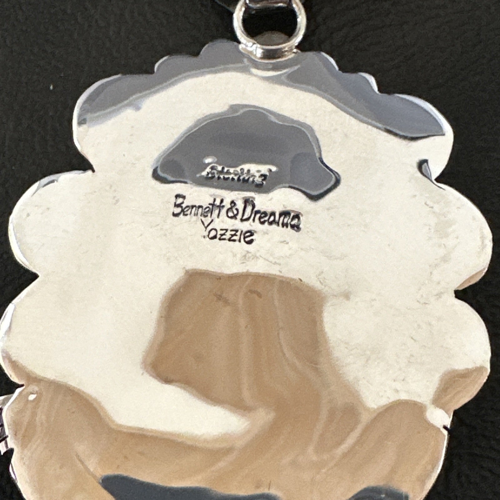 Yazzie Navajo Sterling Silver Blue Rustic Turquoise Necklace Pendant 18976