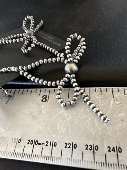 Sterling Silver Beads 3mm BOW Sterling Silver Bead Earrings 2.5” 18926
