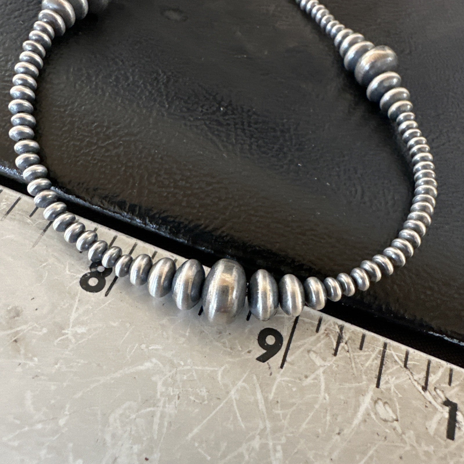 Designer Rondelle Flat Saucer Sterling Silver 20” Necklace 18935