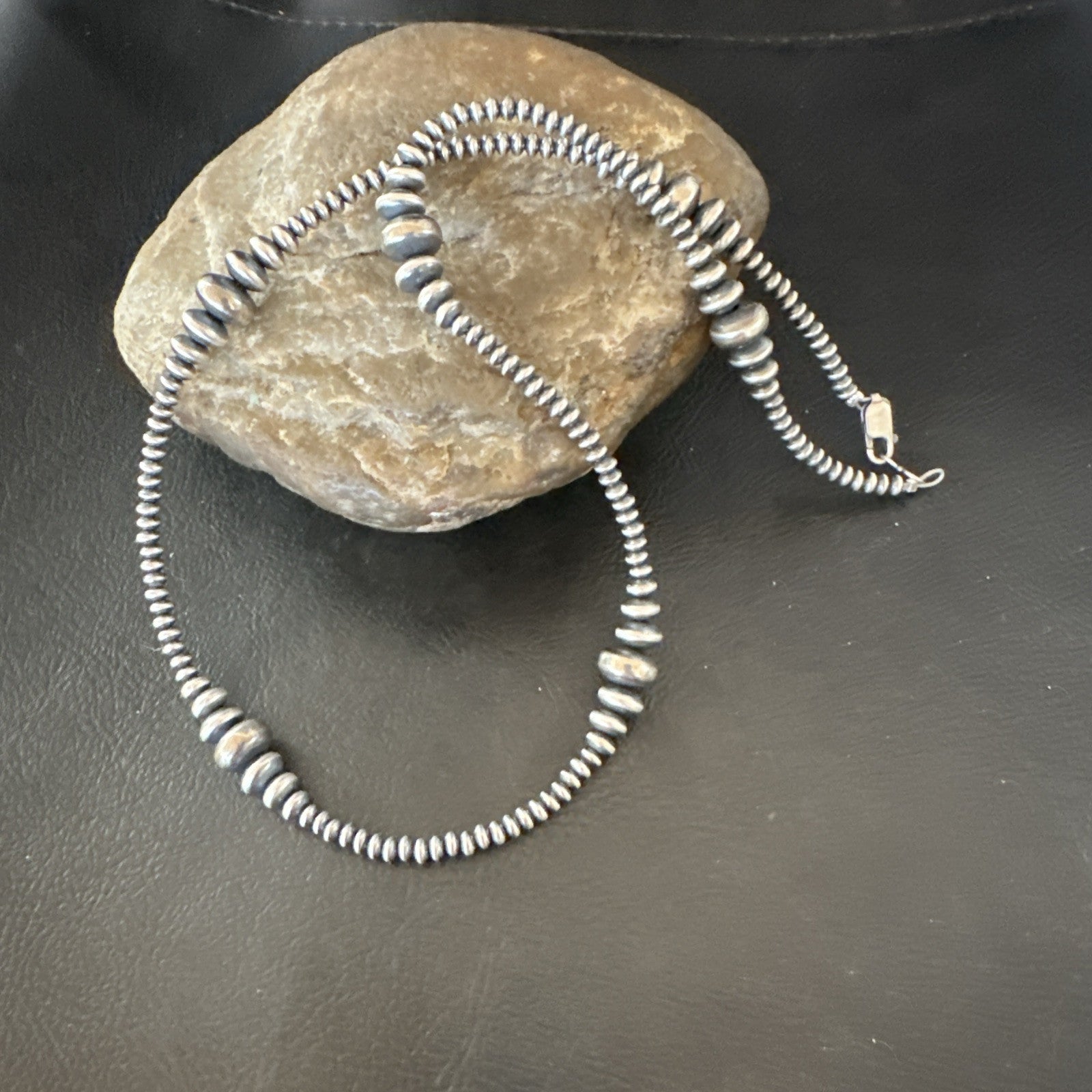 Sterling Silver Beads Rondelle Flat Saucer Sterling Silver 18” Necklace 18934