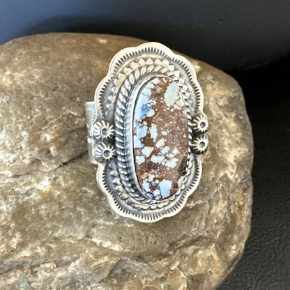 Men Women Golden Hills Turquoise Navajo Sterling Silver Ring Sz 8 18959