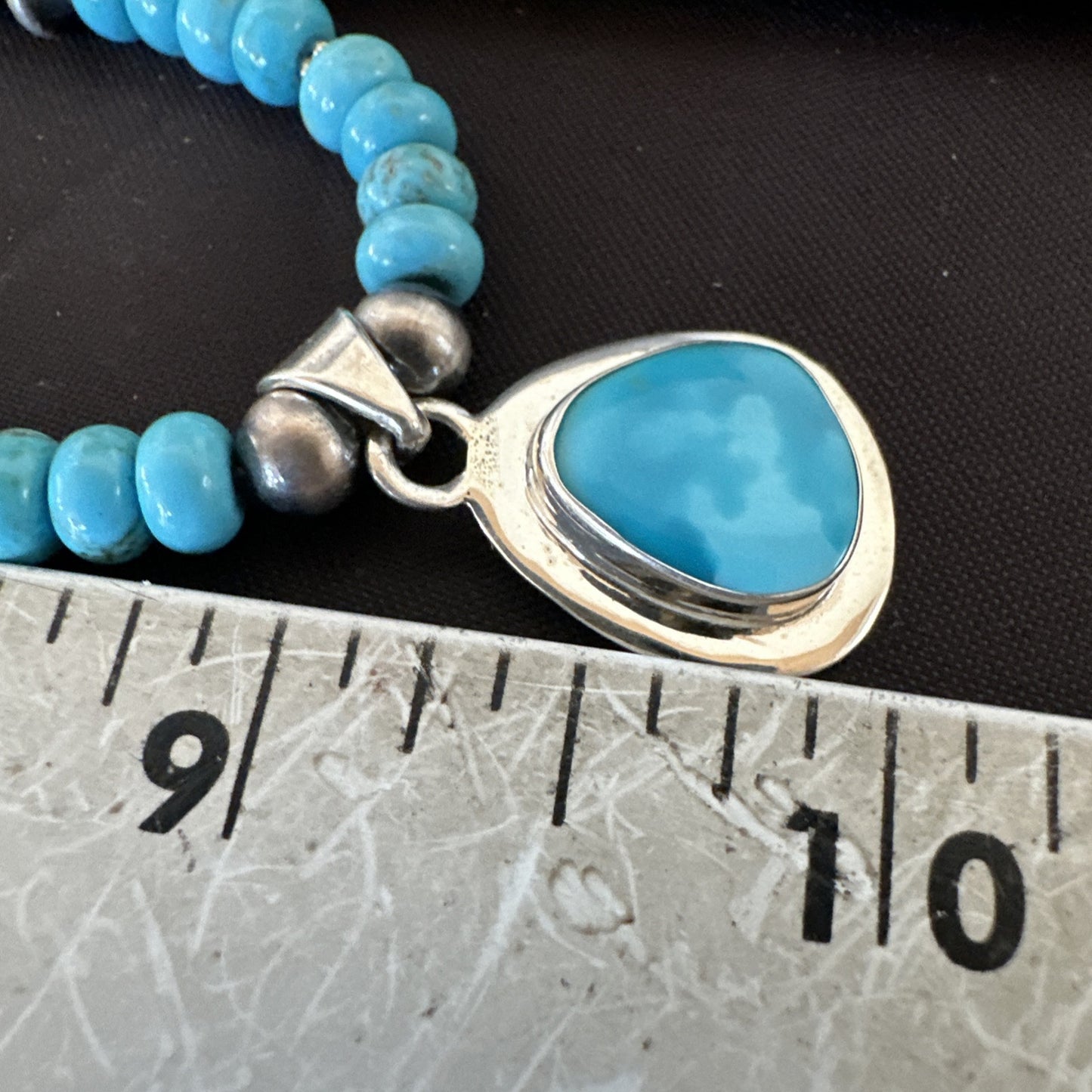 WoMens Blue Kingman Turquoise Pendant Navajo Sterling Silver Necklace 21" 18938