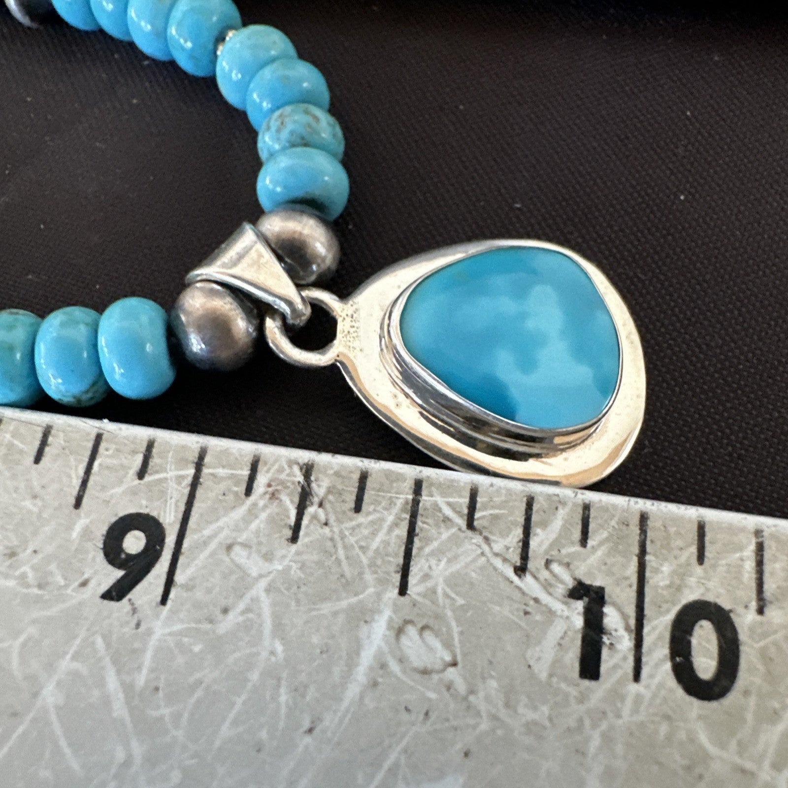 WoMens Blue Kingman Turquoise Pendant Navajo Sterling Silver Necklace 21" 18938