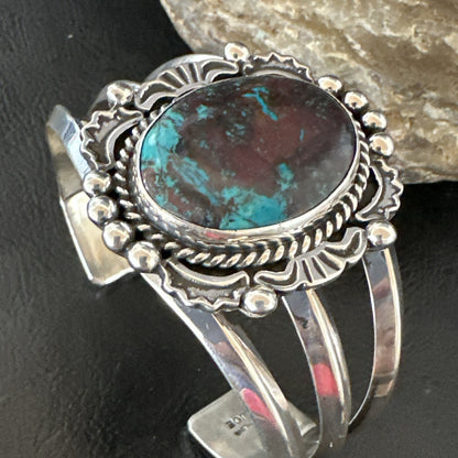 Mens Womens Navajo Sterling Silver Blue Turquoise Cuff Bracelet 18879