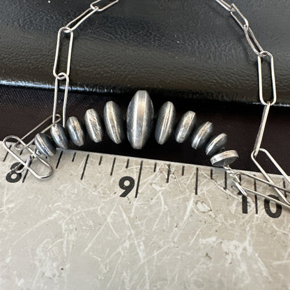 Navajo Rondel Saucer Flat Sterling Silver Beads Chain Necklace 18” 18948