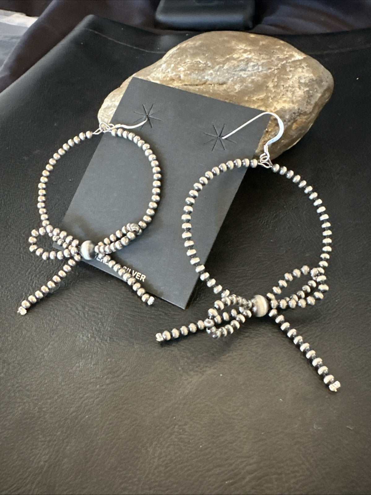 3mm BOW Sterling Silver Beads Stainless Steel Bead Earrings 3” 18927