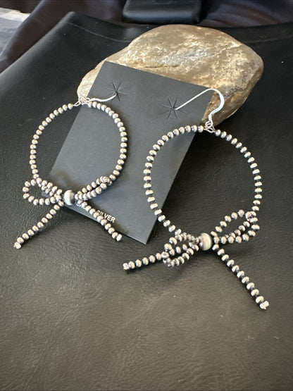 3mm BOW Sterling Silver Beads Stainless Steel Bead Earrings 3” 18927