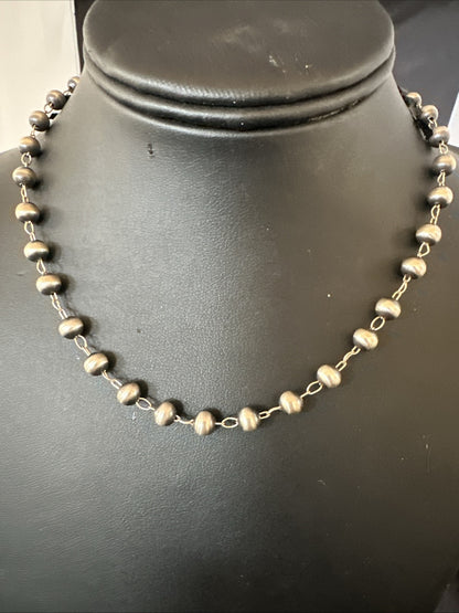 Rosary Bead Sterling Silver Beads Sterling Silver Beads Necklace 6mm 16" 91116