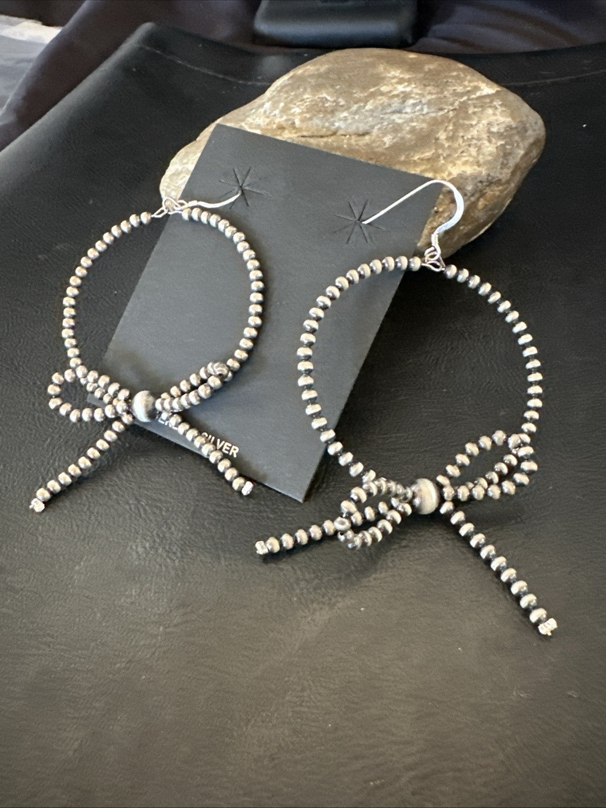 3mm BOW Sterling Silver Beads Stainless Steel Bead Earrings 3” 18927