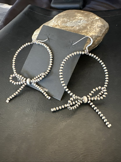3mm BOW Sterling Silver Beads Stainless Steel Bead Earrings 3” 18927