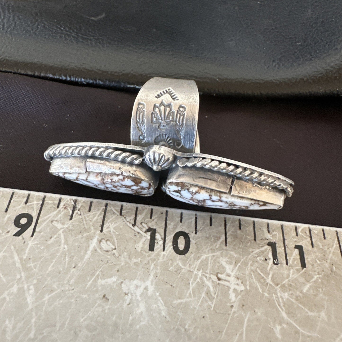 Wild Horse Turquoise Navajo Cluster Sterling Silver Ring Size 7.5 19008