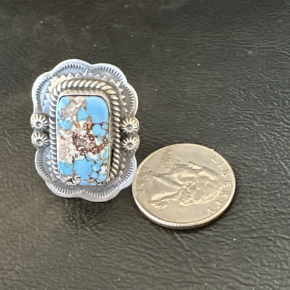 Men Women Golden Hills Turquoise Navajo Sterling Silver Ring Sz 8 18957