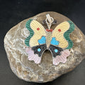 Zuni Turquoise Spiny MOP Onyx Butterfly Beads Pendant | Sterling Silver | Authentic Native American Handmade | 18903