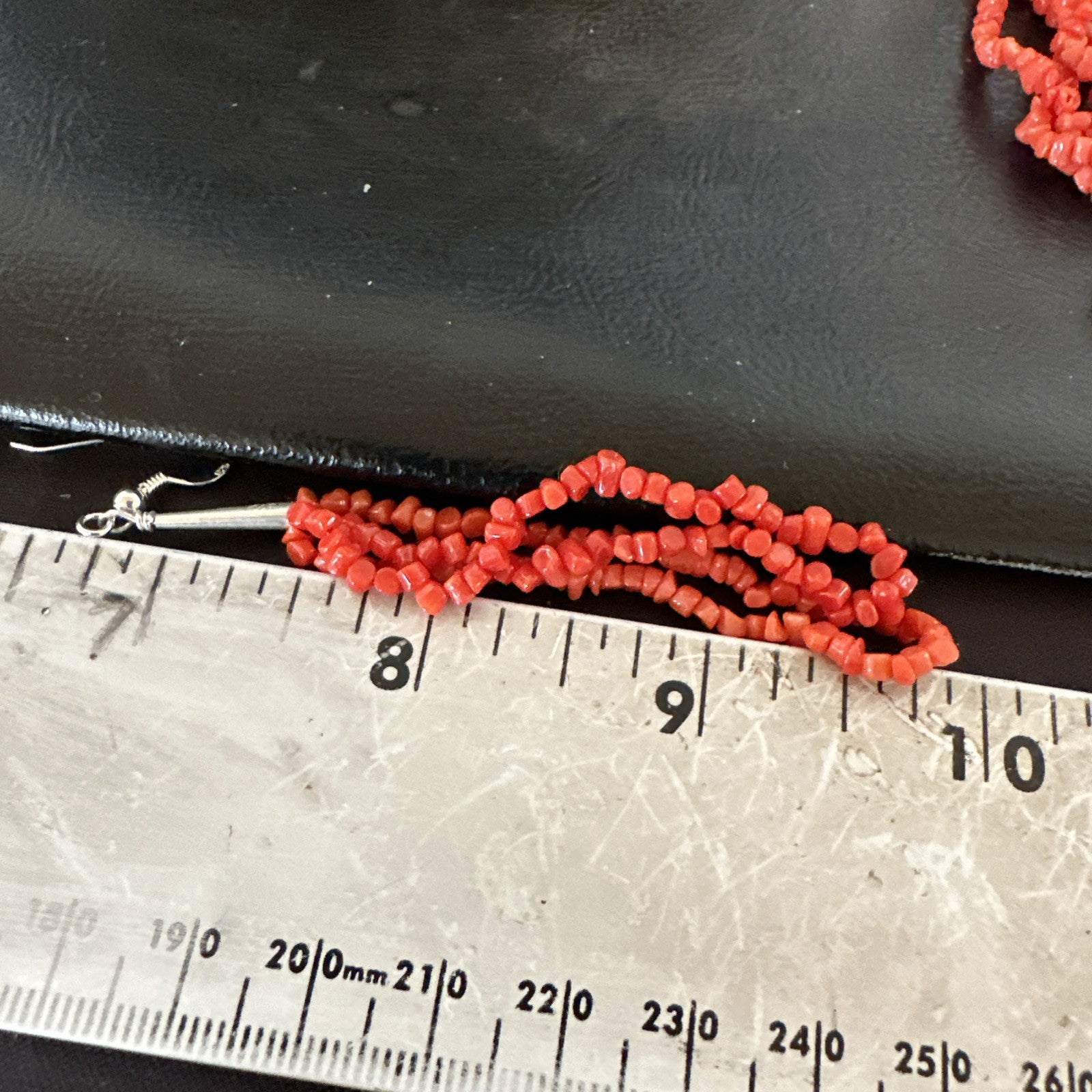 Real Red Orange Coral Nuggets Southwestern Sterling Silver Earrings 3” 18947