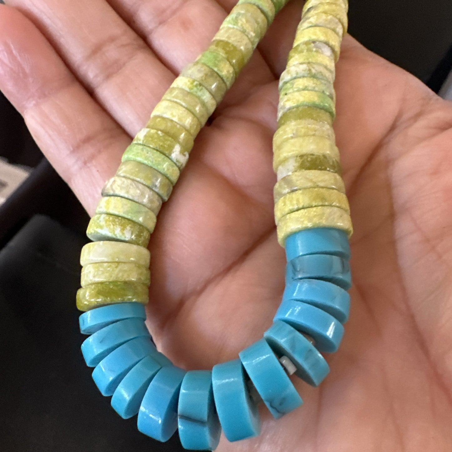 Santo Domingo Blue Turquoise Green Bead Necklace 26" 18907
