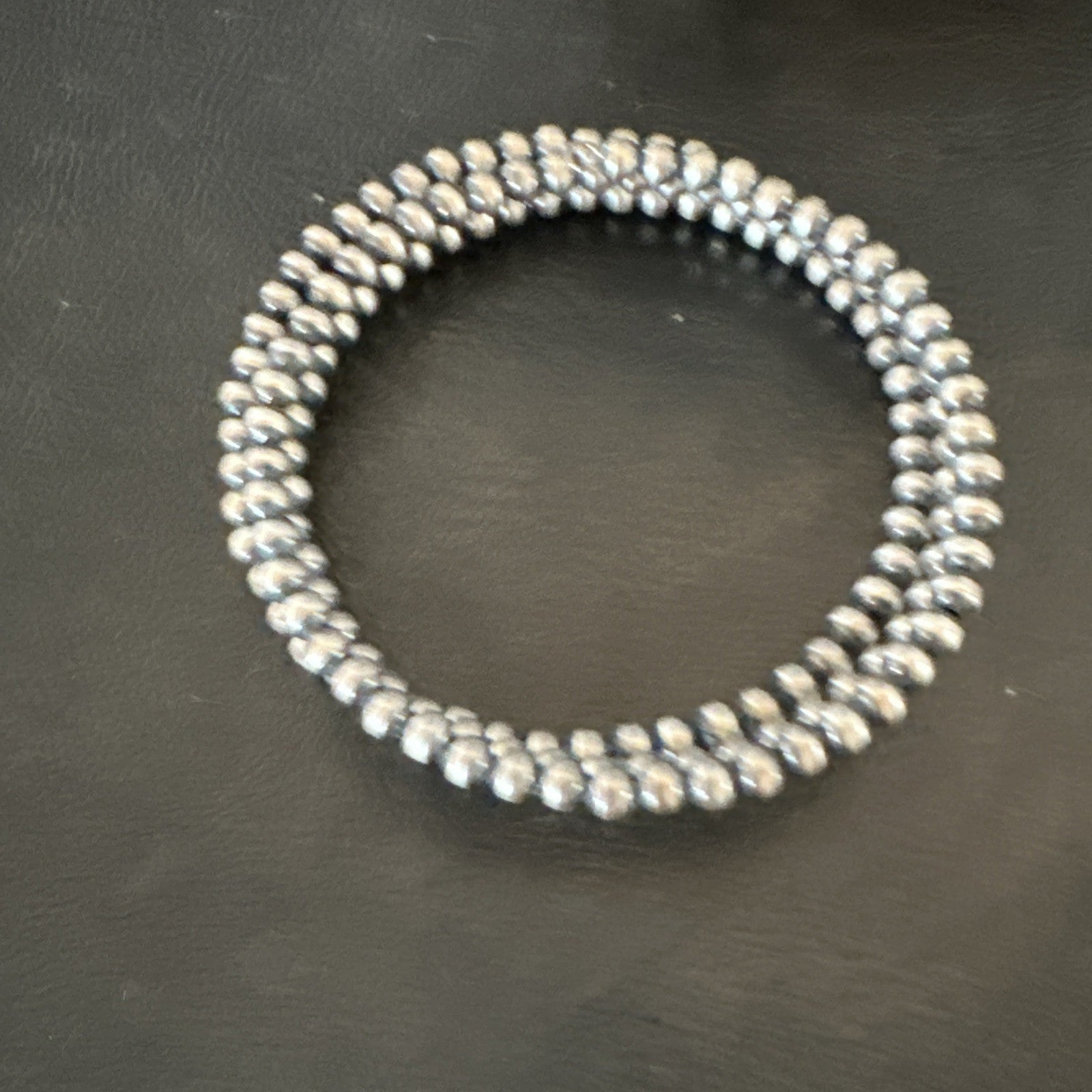 Sterling Silver Navajo Pearls 4mm Beads Stainless Steel Wire Wrap Bracelet 90413