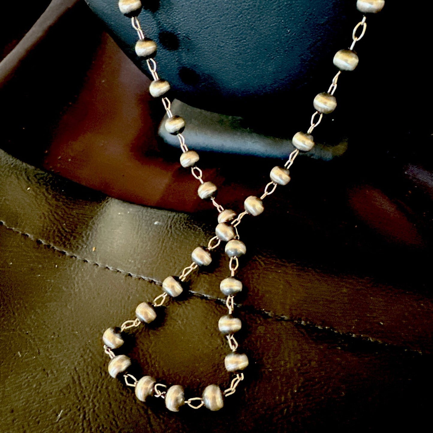 Rosary Bead Navajo Sterling Silver Beads Necklace 6mm 30" 18931