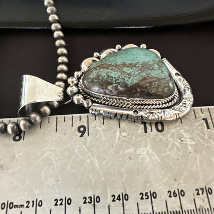 Yazzie Navajo Sterling Silver Blue Rustic Turquoise Necklace Pendant 18968
